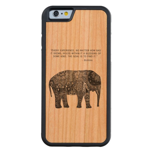 Capa De Madeira Para iPhone, Carved Satone Elefante Sabedoria Buda (Verso)