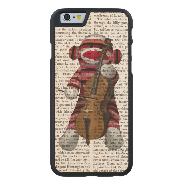 Capa De Madeira Para iPhone, Carved Sock Monkey e Cello (Verso)