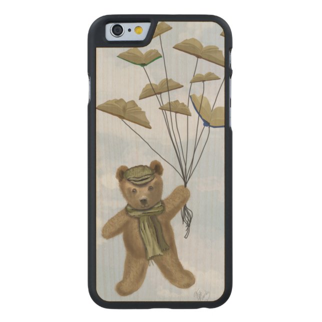 Capa De Madeira Para iPhone, Carved Urso com Borboletas 2 (Verso)