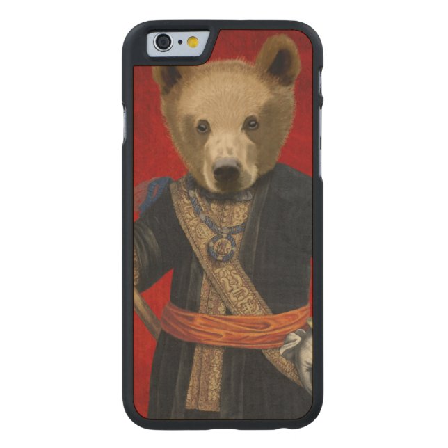 Capa De Madeira Para iPhone, Carved Urso em Robôs Azuis 3 (Verso)