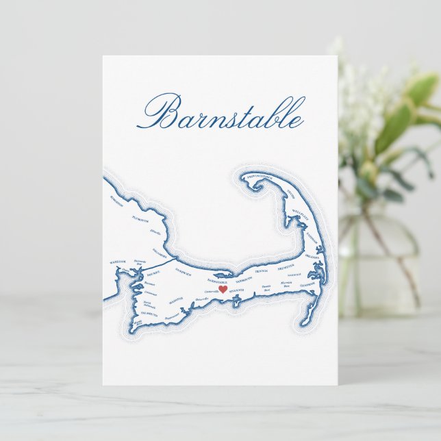 Capa de Mapa de Barnstable para Cartão de Nome de  (Em pé/Frente)