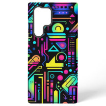 Capa de Neon Retro Tech com Padrão de Circuito par