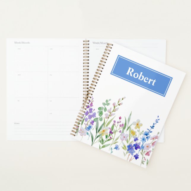 Capa de planejador com nome personalizado em flora (Exibição)