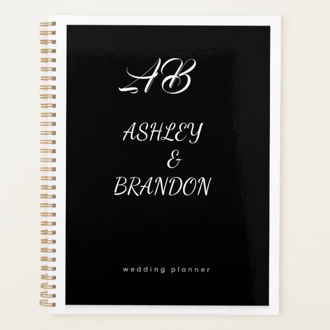 Capa de planejador de casamento preto Caderno pers (Frente)