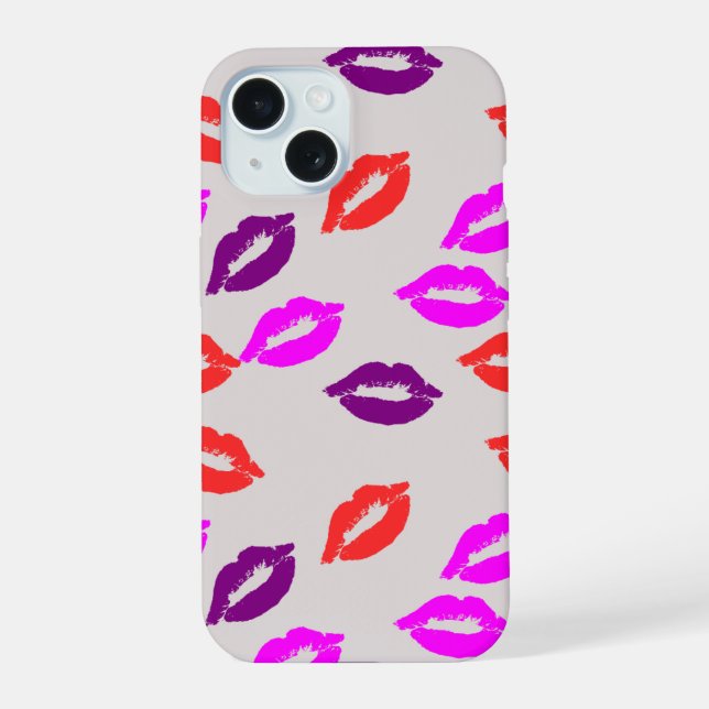 Capa de smartphone com um padrão de beijos (Verso)