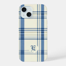 Capa de telefone azul clássico e Xadrez creme