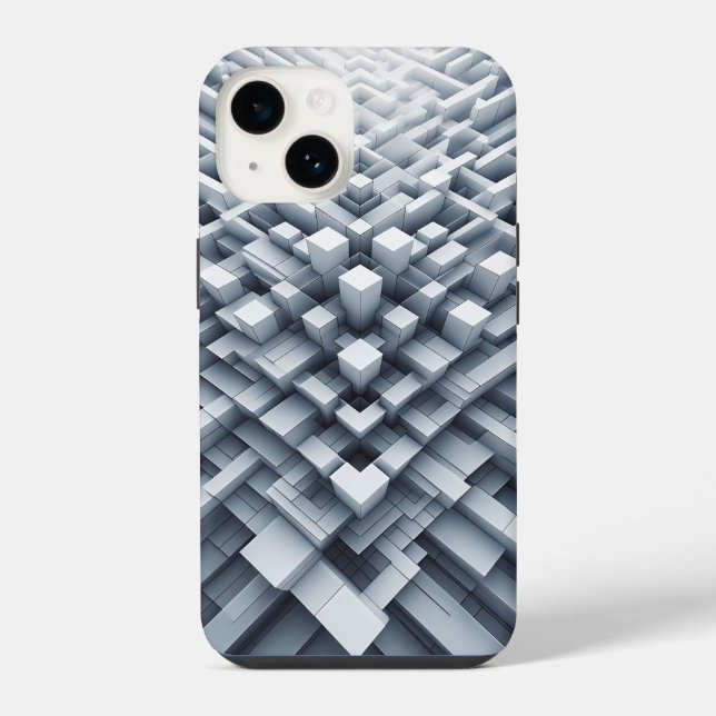 Capa de Telefone Bloco Geométrico Branco 3D Cubo A (Verso)
