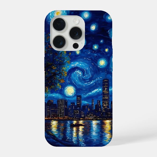 Capa de Telefone Cidade Noturna Estrelada (Verso)