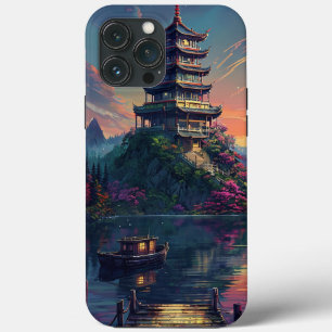Capa de telefone clara com Serene Pagoda e Nature 