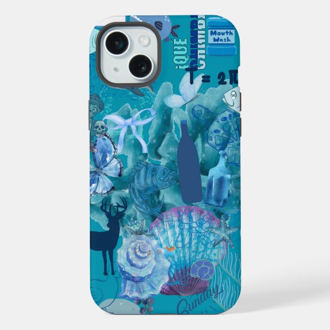Capa de telefone colagem Oceano Azul (Verso)