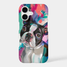 Capa de telefone com arte de cão Boston Terrier 'J