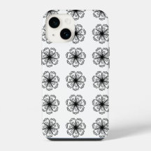 Capa de telefone com flor preta e branca para iPho