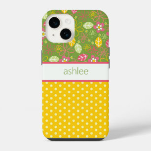 Capa de telefone com flores personalizadas e bolin