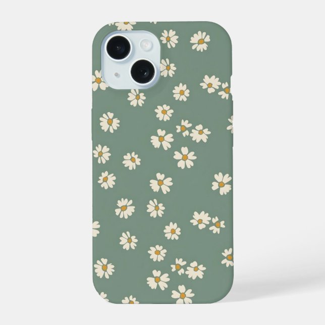 Capa de telefone com flores verdes (Verso)