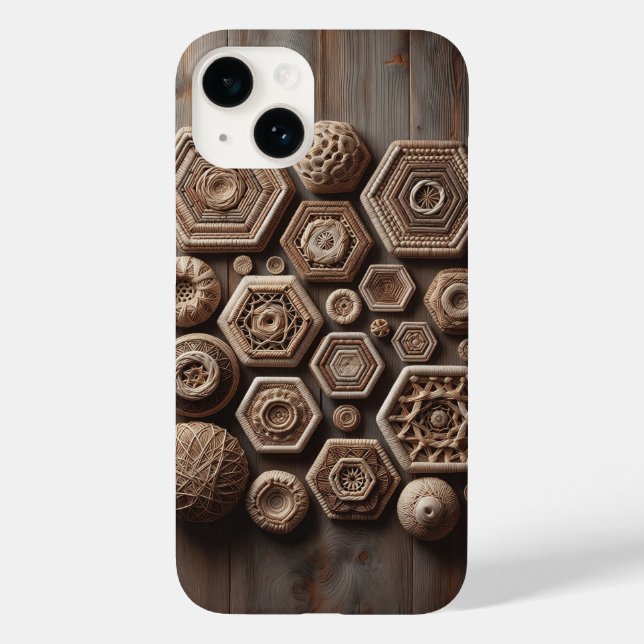 Capa de telefone com formas geométricas tecidas ar (Verso)