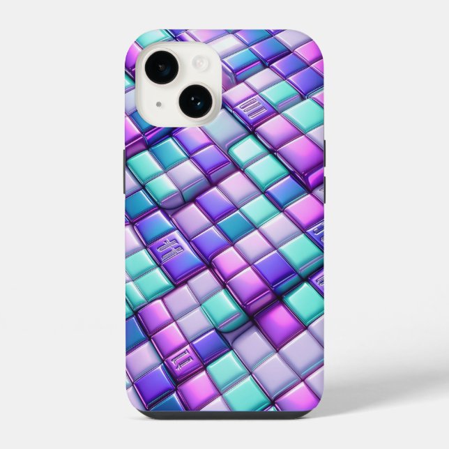 Capa de telefone com grade de tecnologia iridescen (Verso)