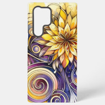 Capa de telefone com motivo floral e espiral