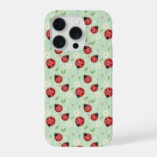 Capa de Telefone com Padrão de Flor de Joaninha (Verso)