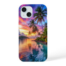 Capa de telefone com paisagem de pôr do sol em ilh