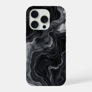 Capa de Telefone com Redemoinho de Mármore Preto