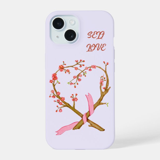 Capa de Telefone Coração de Flor de Cerejeira Amor (Verso)
