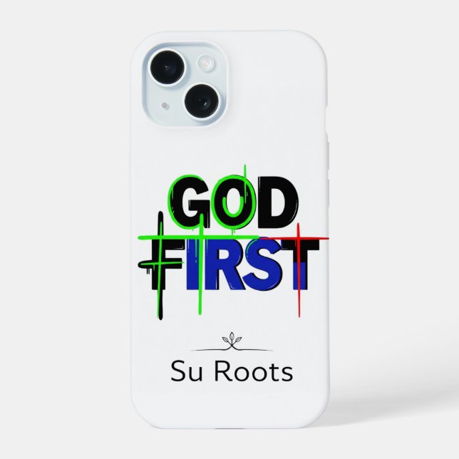 Capa de telefone cristã 'Deus Primeiro' da Su Root (Verso)