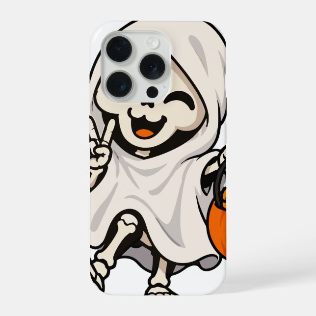 Capa de telefone Cute Ghost Skeleton Peace Sign Ha (Verso)