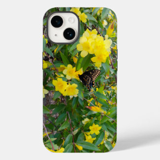 Capa de telefone das flores amarelas e borboletas