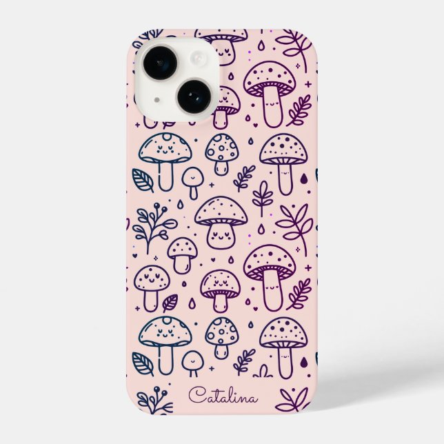 Capa de telefone de Cogumelo Kawaii Rosa Personali (Verso)