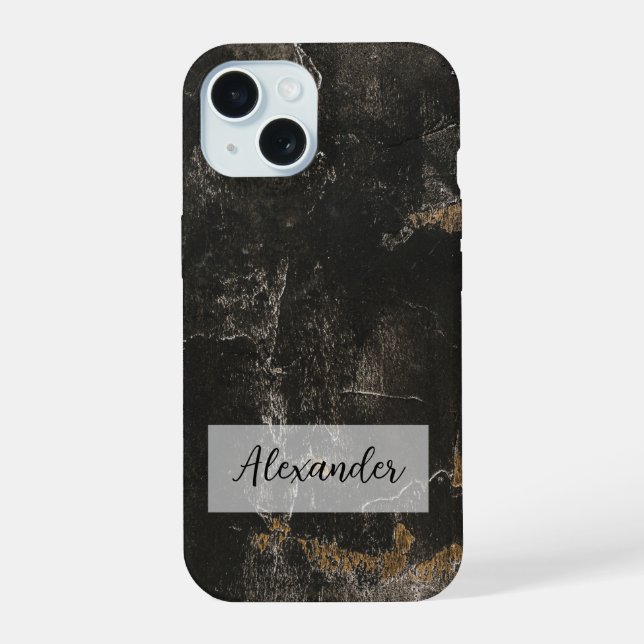 Capa de telefone de couro quebrada desbotada com m (Verso)