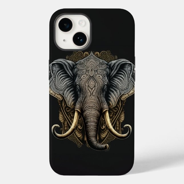 Capa de telefone de Elefante com Aquarela Mística (Verso)