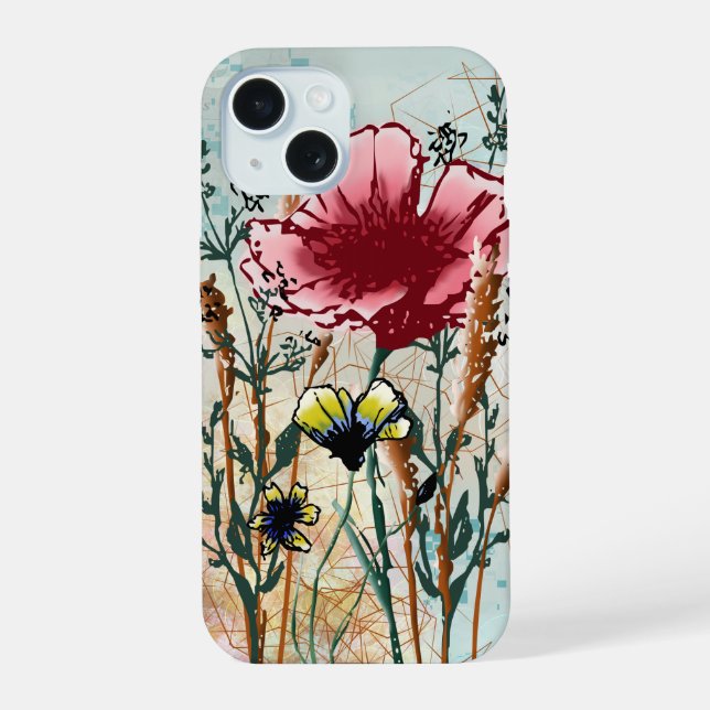 Capa de telefone de flor selvagem de mídia mista (Verso)