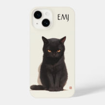 Capa de telefone de Gato Negro | Personalizável