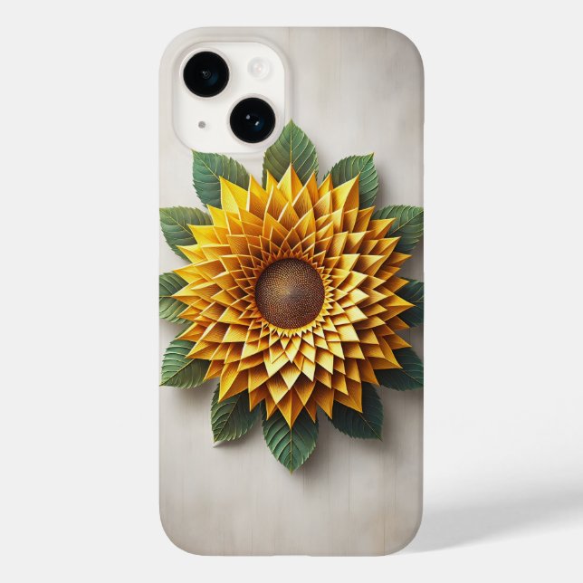 Capa de telefone de girassol em camadas 3D amarela (Verso)