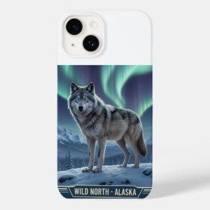 Capa de telefone de lobo 🐺 🌌   Norte Lights Art 