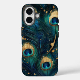 Capa de telefone de luxo de penas de peacock elega