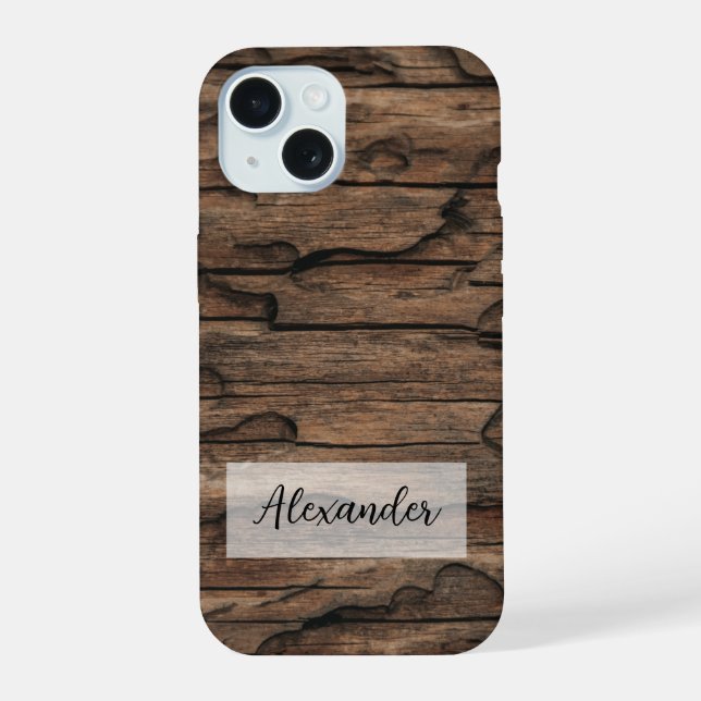 Capa de telefone de madeira com dobras e imperfeiç (Verso)