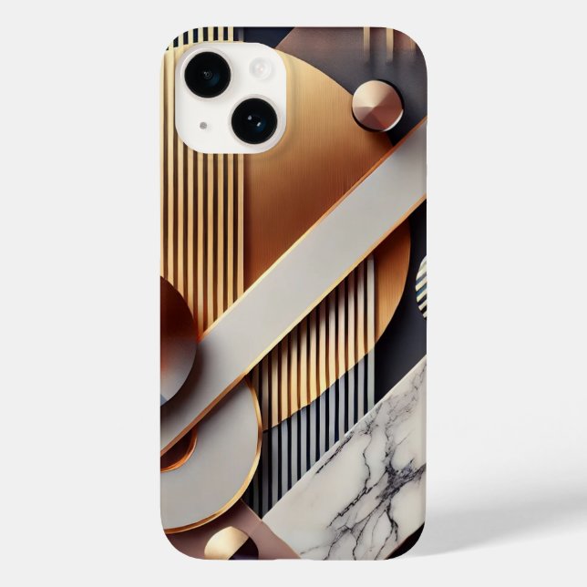 Capa de telefone de mármore geométrico de luxo (Verso)