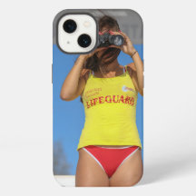 "Capa de telefone de menina olhando através do tel