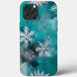 Capa de telefone de Natal Branco de Teal Silver