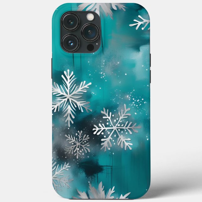 Capa de telefone de Natal Branco de Teal Silver (Verso)