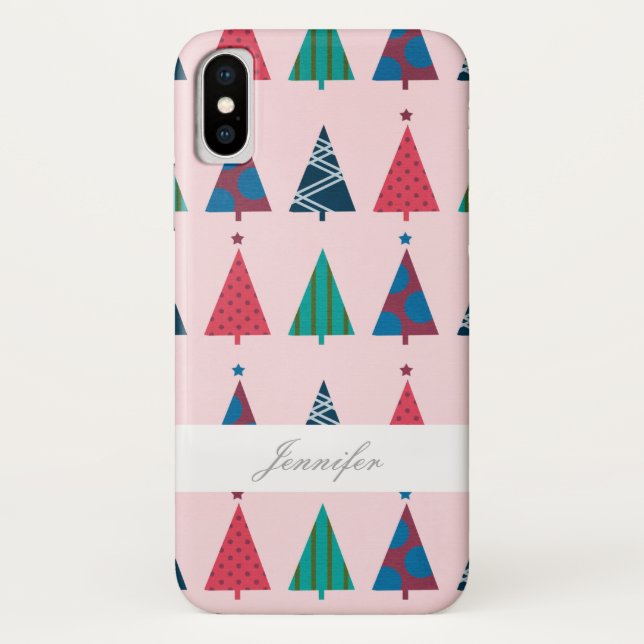 Capa de telefone de Natal Girly Tree (Verso)