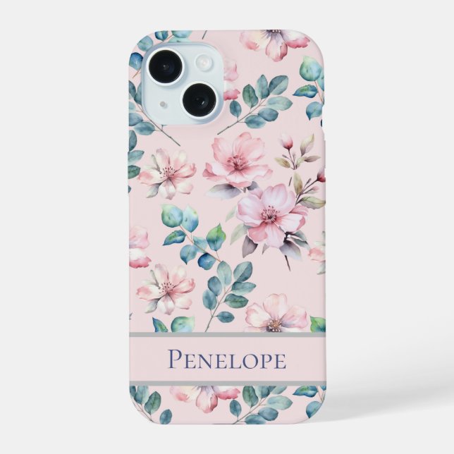 Capa de telefone de Padrão Floral Rosa-Blush Elega (Verso)