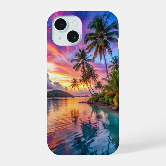 Capa de telefone de Paisagem Sunset da Ilha Tropic (Verso)