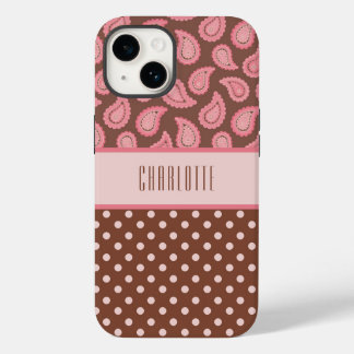Capa de telefone de Paisley e Bolinhas Rosa Person