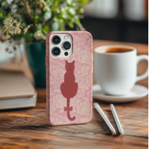 Capa de telefone de Silhueta Gato Rosa