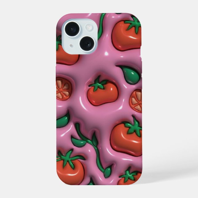 capa de telefone de tomate cor-de-rosa 3D (Verso)