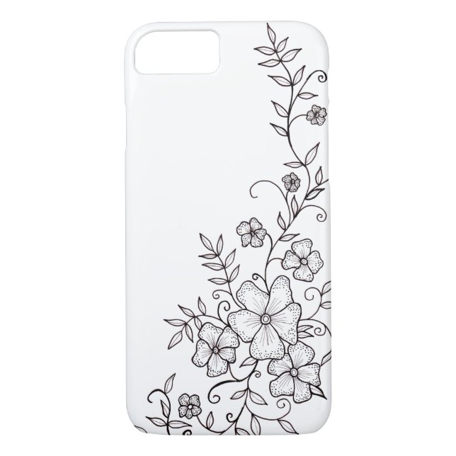 Capa de telefone decorativa preto e branco da flor (Verso)