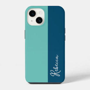 Capa de telefone do bloco de cores azul e mint