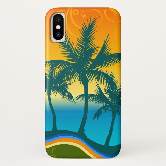 Capa de telefone do iPhone X Tropical Beach Sunset (Verso)